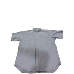 Ralph Lauren Blaire Oxford Short Sleeve Button Down Shirt Mens XL Blue